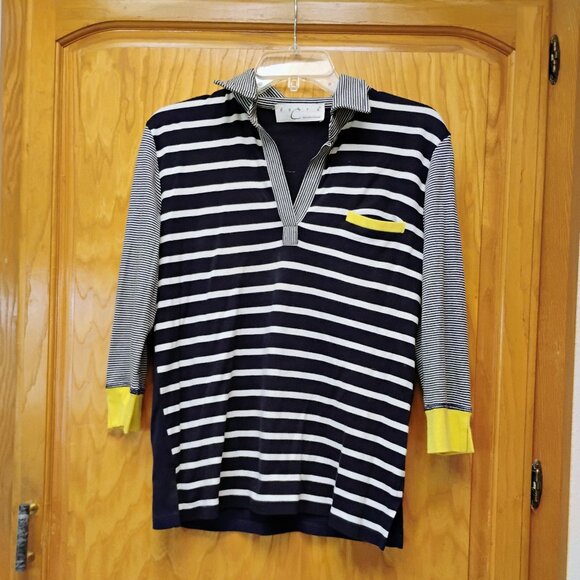 Beautiful Debra C Beverly Hills 100% Pima cotton striped top S to M - Picture 1 of 5